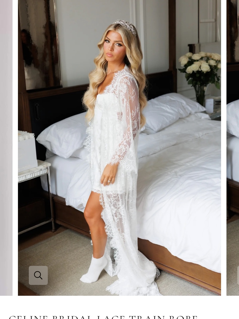 Bridal White Lace Train Robe – Romantic Sheer Bridal Robe